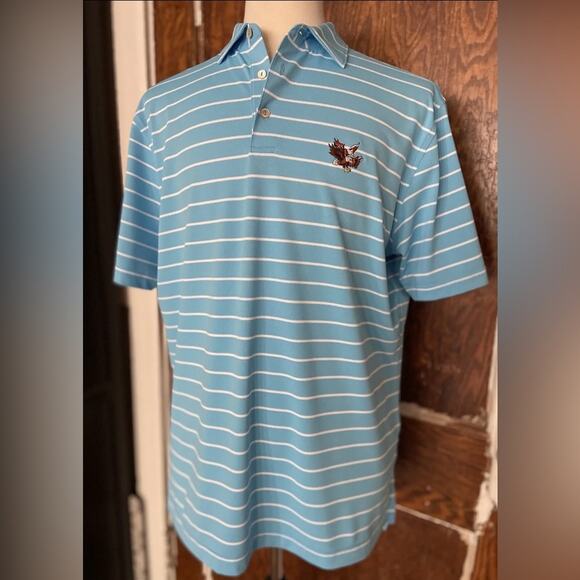 PETER MILLAR Striped Blue Dbl Eagle Club Golf Polo Mens sz L - Picture 3 of 9